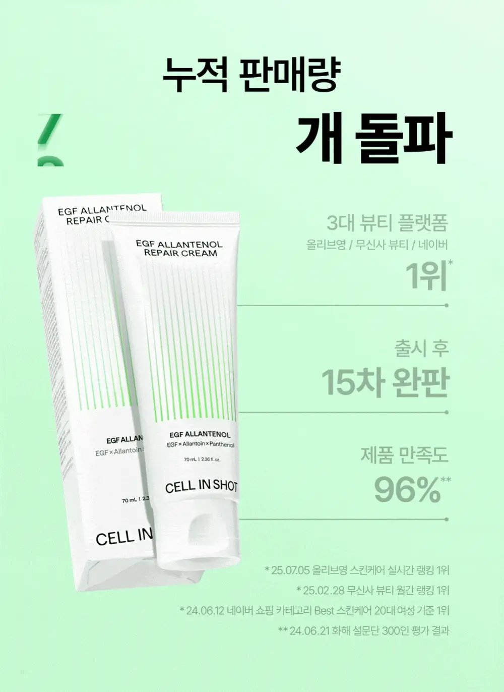 [수분/진정] 셀인샷 EGF 알란테놀 트러블 크림 70ml 상세페이지 1